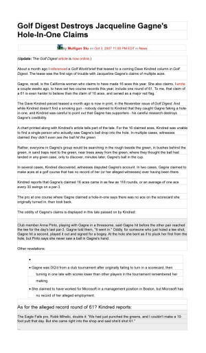 Golf Digest sees FRAUD in Hole in One claim